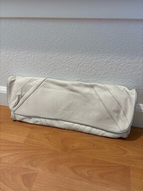 White Leather Clutch with Subtle Stitch Detailing